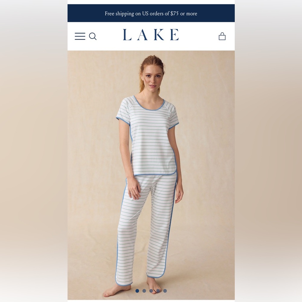 Lake pajama set in blue/green stripe